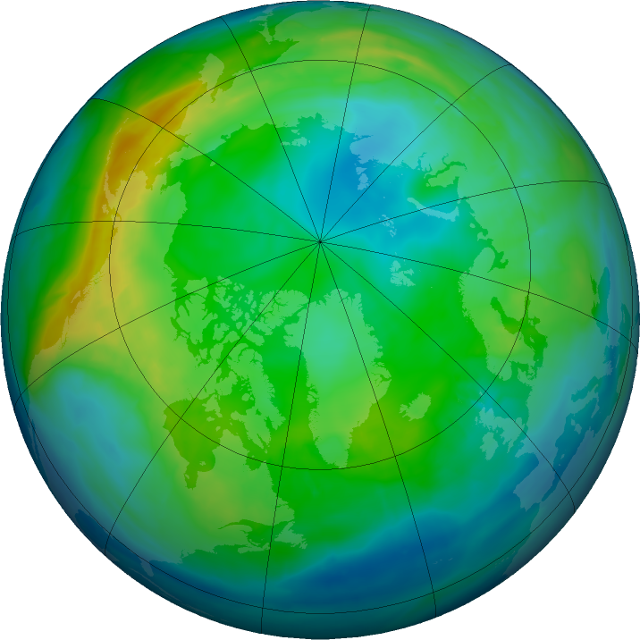 Arctic ozone map for 15 November 2015